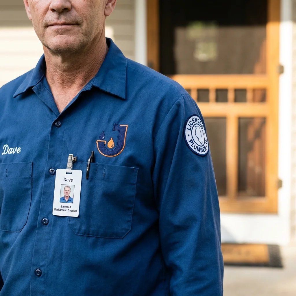 Licensed plumber showing ID badge in Park Ridge, NJ
