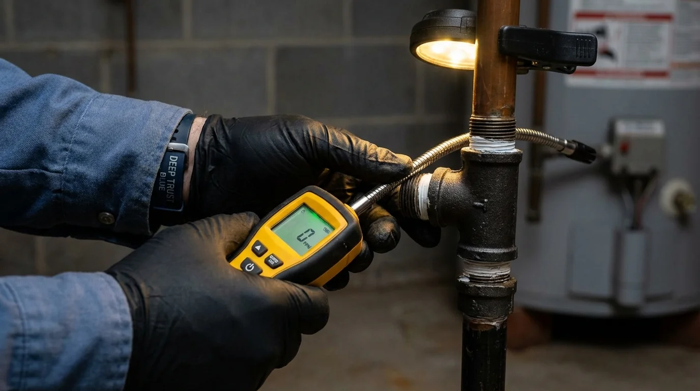 Gas leak detection with electronic sniffer by Johns Plumbing LLC in Park Ridge